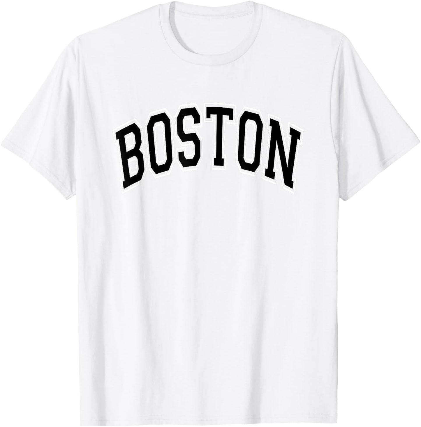 Boston Arched Style Pink with Black Text T-Shirt - T-Shirt | White