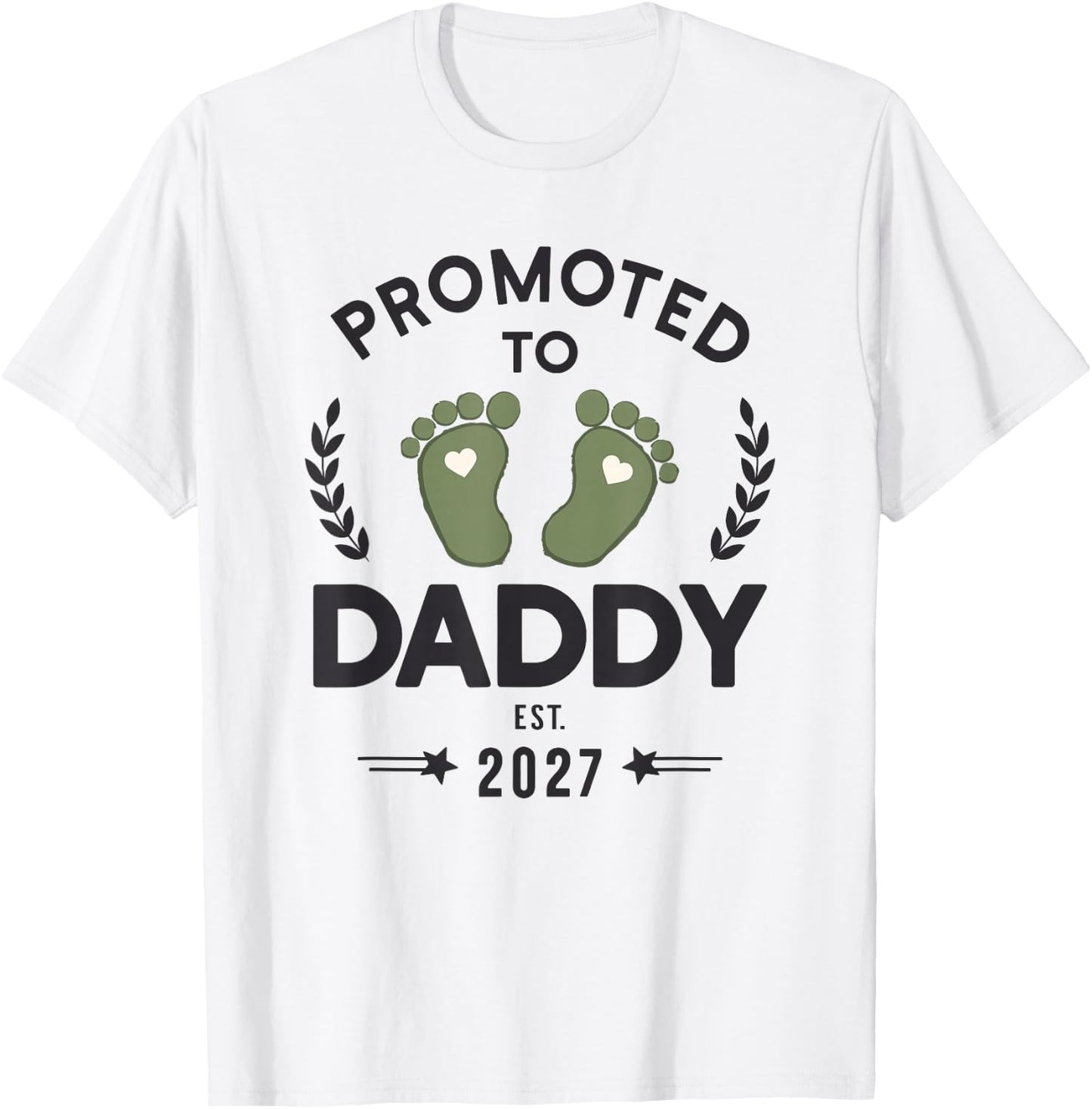 Promoted to Daddy 2027 Pregnancy Reveal New Dad T-Shirt - T-Shirt | White