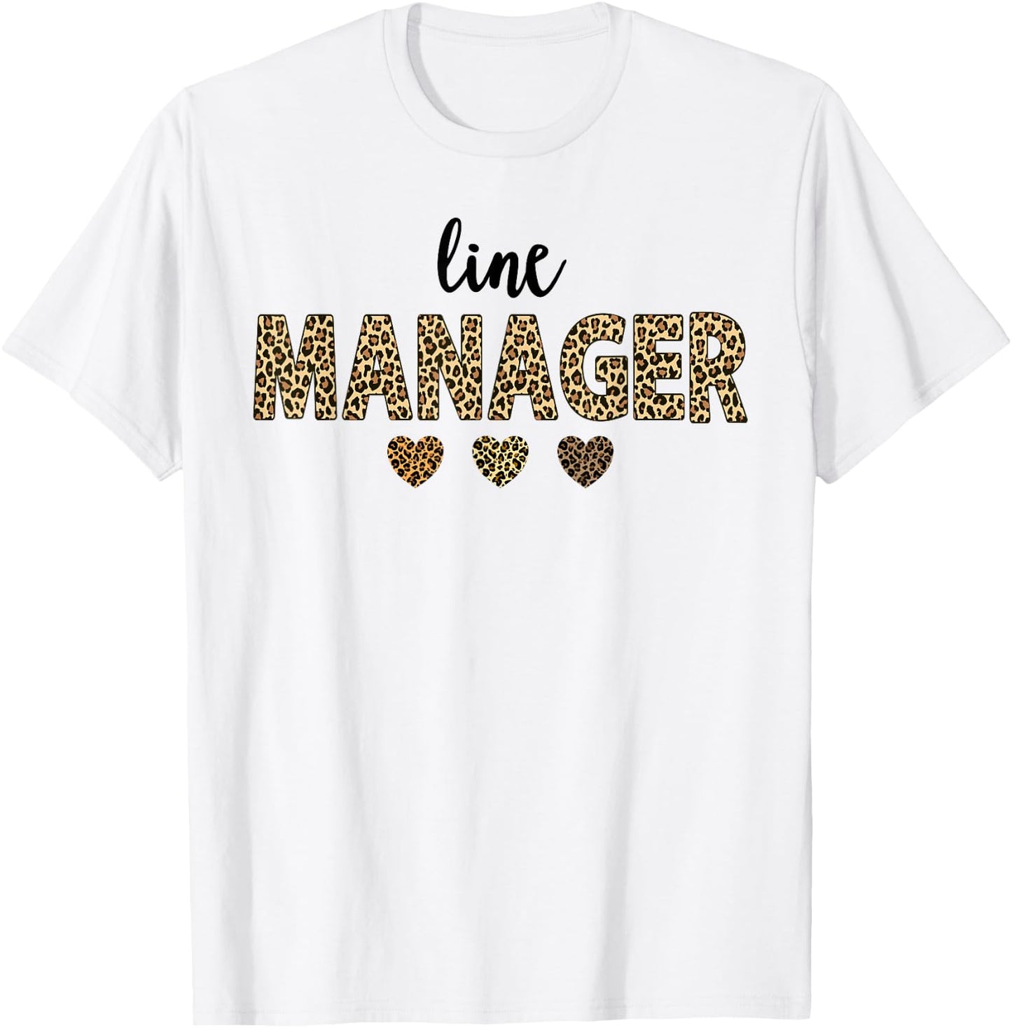 line Manager Leopard Hearts Team Squad Matching T-Shirt - T-Shirt | White