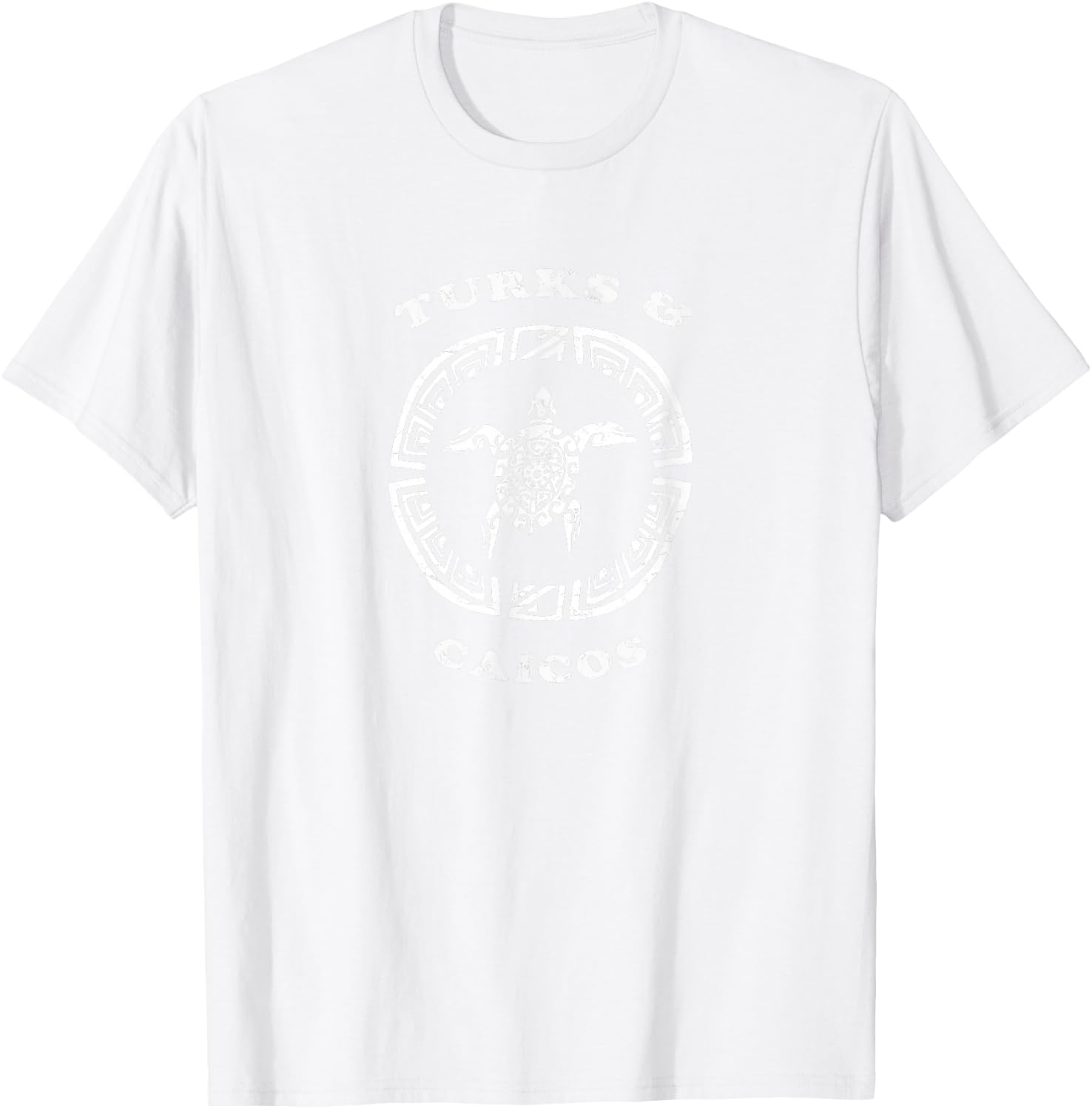 Turks & Caicos Vintage Retro Vacation Tribal Turtle T-Shirt - T-Shirt | White