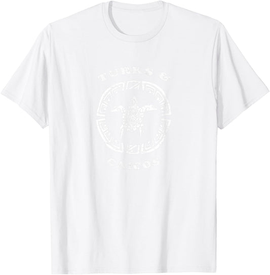 Turks & Caicos Vintage Retro Vacation Tribal Turtle T-Shirt - T-Shirt | White