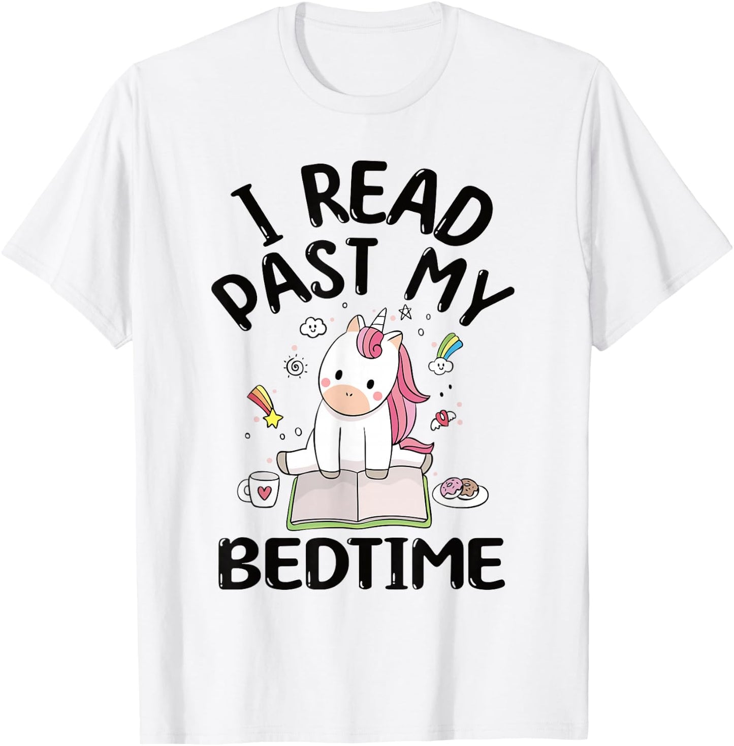 I Read Past My Bedtime Reading Unicorn Book Lover T-Shirt - T-Shirt | White