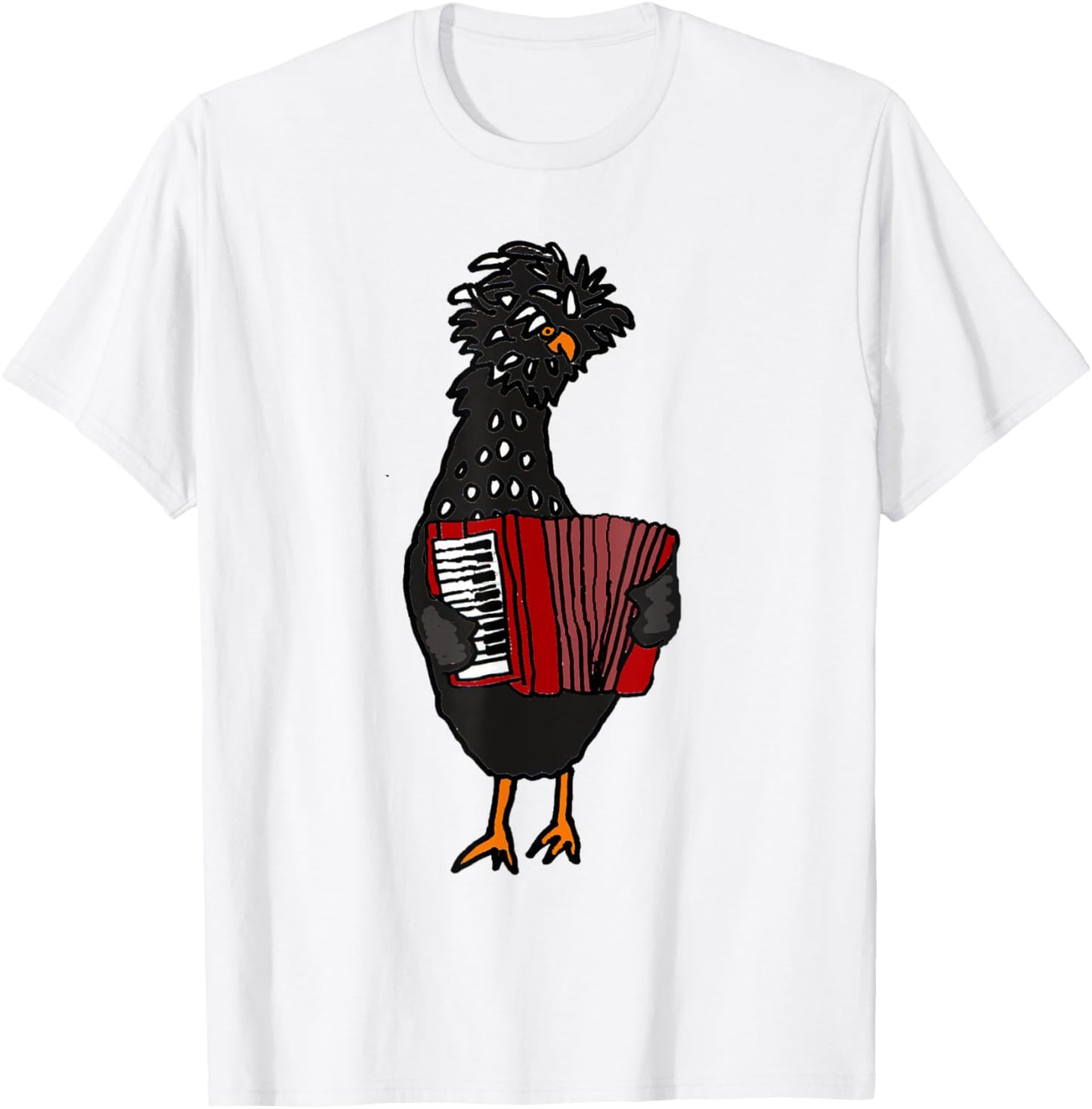 Smiletodaytees Fun Polish Chicken Playing Accordion T-Shirt - T-Shirt | White