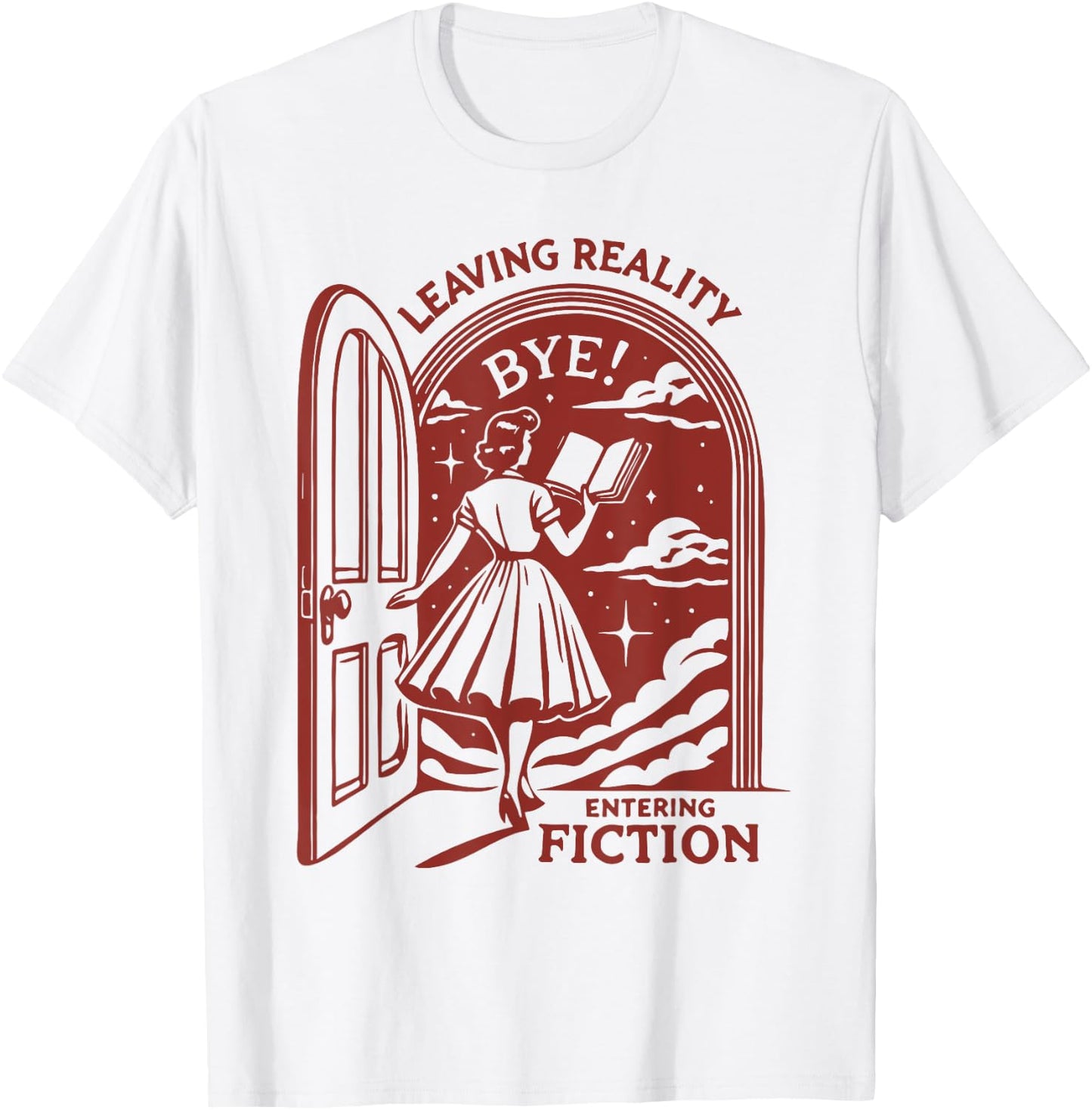 Letting Reality Enter Fiction Book Reading Retro Funny T-Shirt - T-Shirt | White