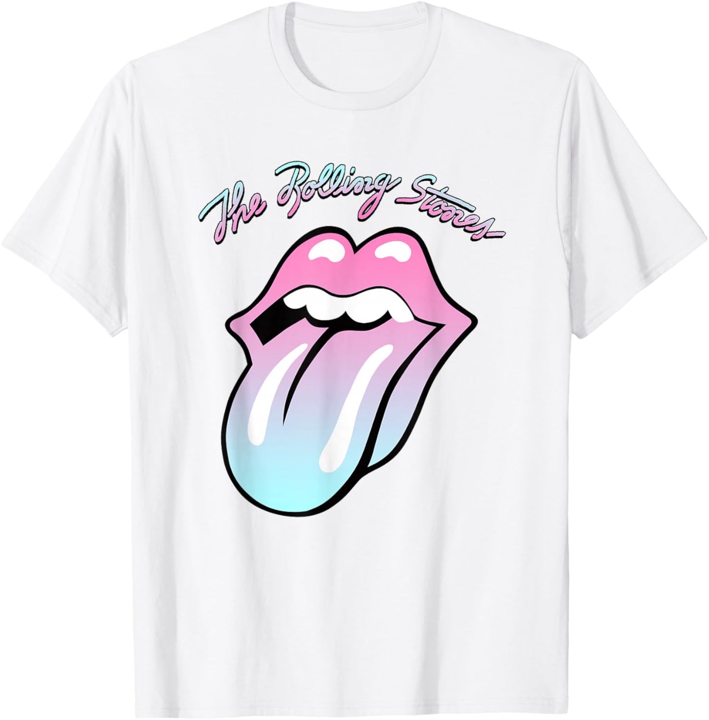 Official Rolling Stones Gradient Tongue , White T-Shirt - T-Shirt | White