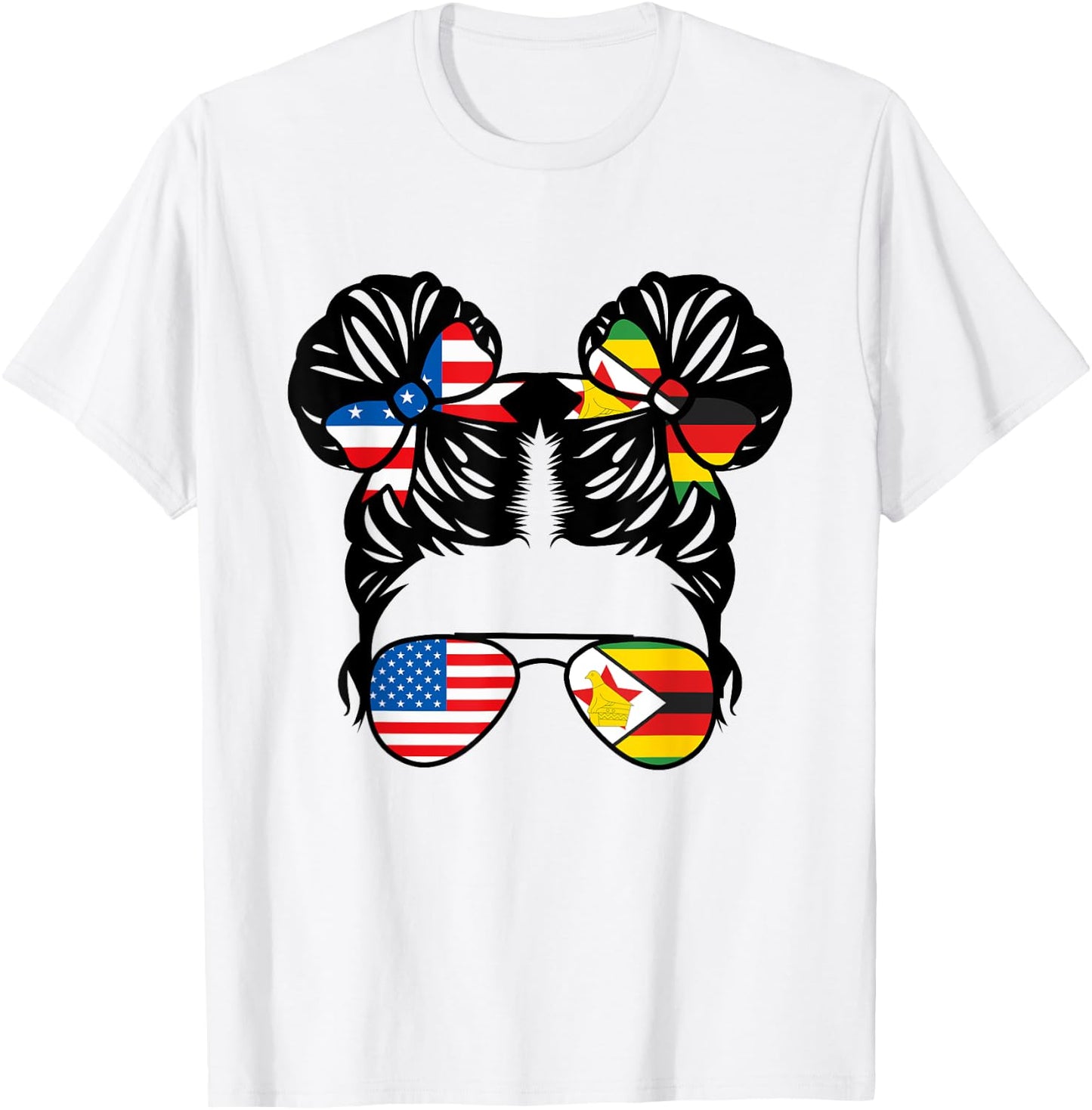 Half American Zimbabwean Girl USA Zimbabwe Flag Patriot T-Shirt - T-Shirt | White