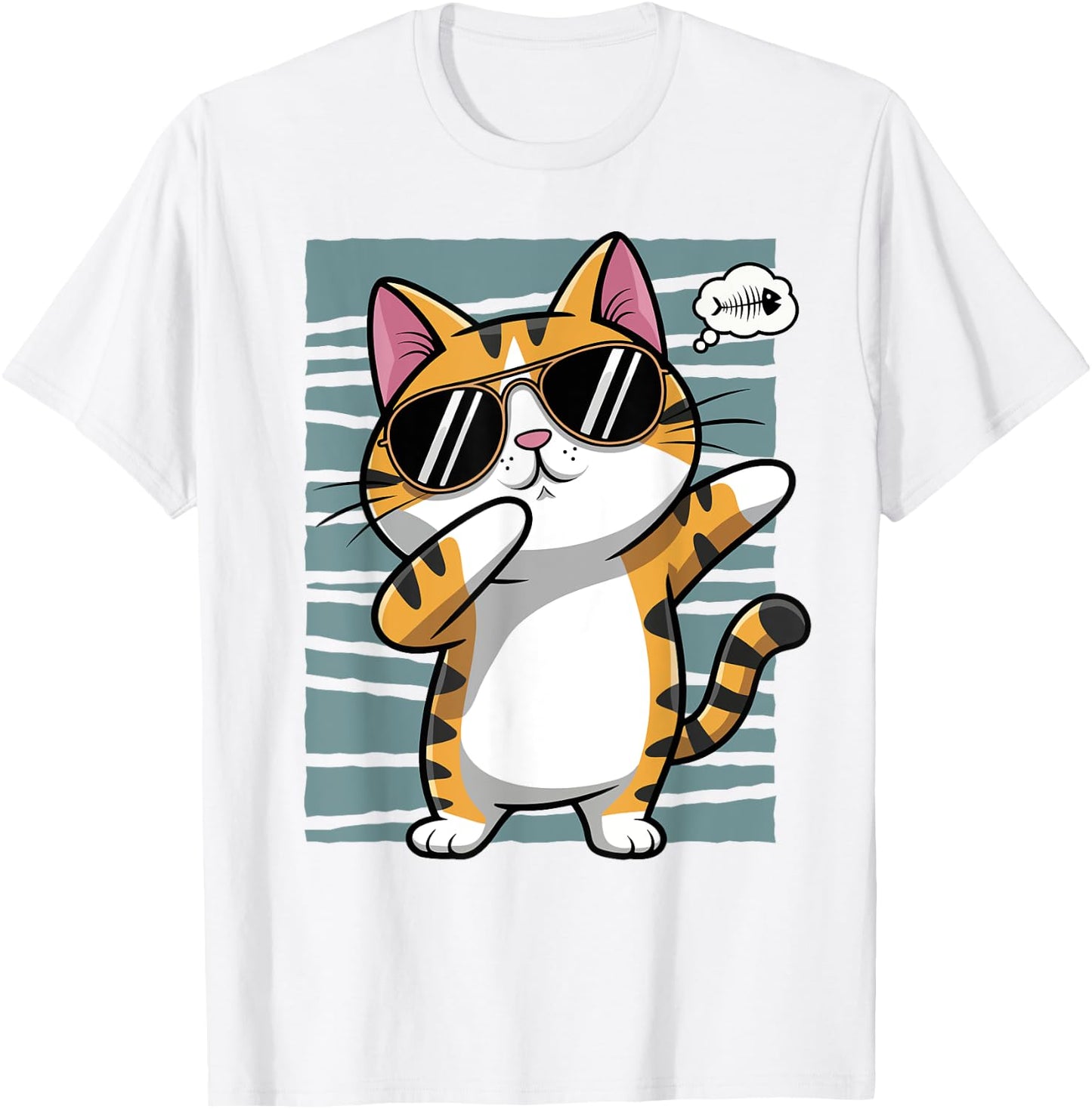 Funny Funny Cat Boy Girl Dab Dabbing Cat , white, S T-Shirt - T-Shirt | White