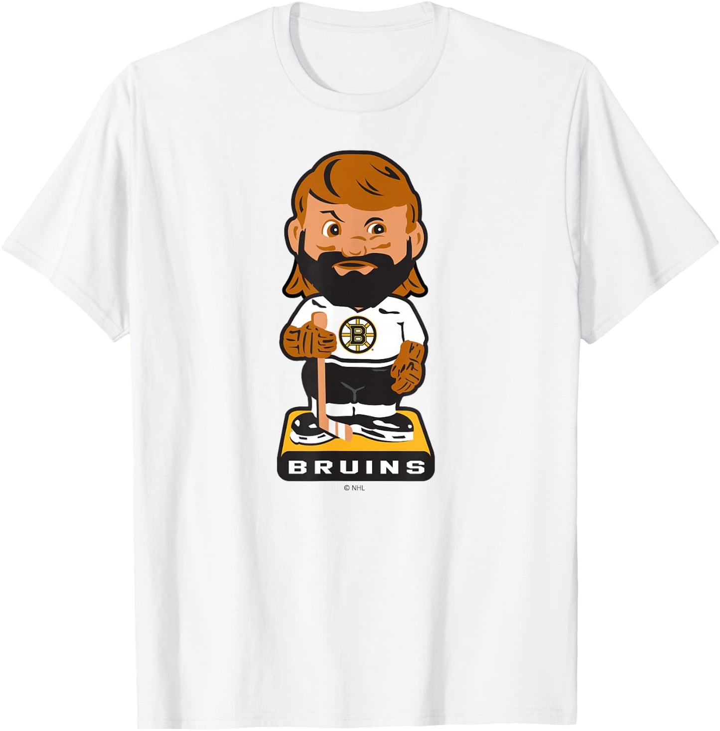 Boston Bruins Bobblehead Gray Officially Licensed T-Shirt - T-Shirt | White