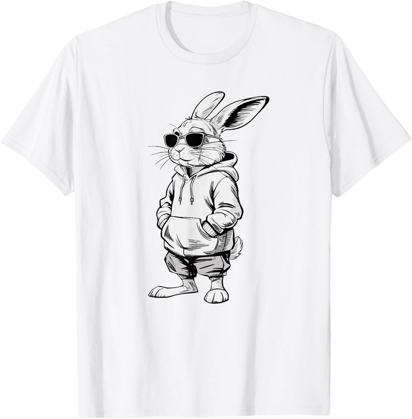 Bunny face with sunglasses easter rabbit men boys kids T-Shirt - T-Shirt | White