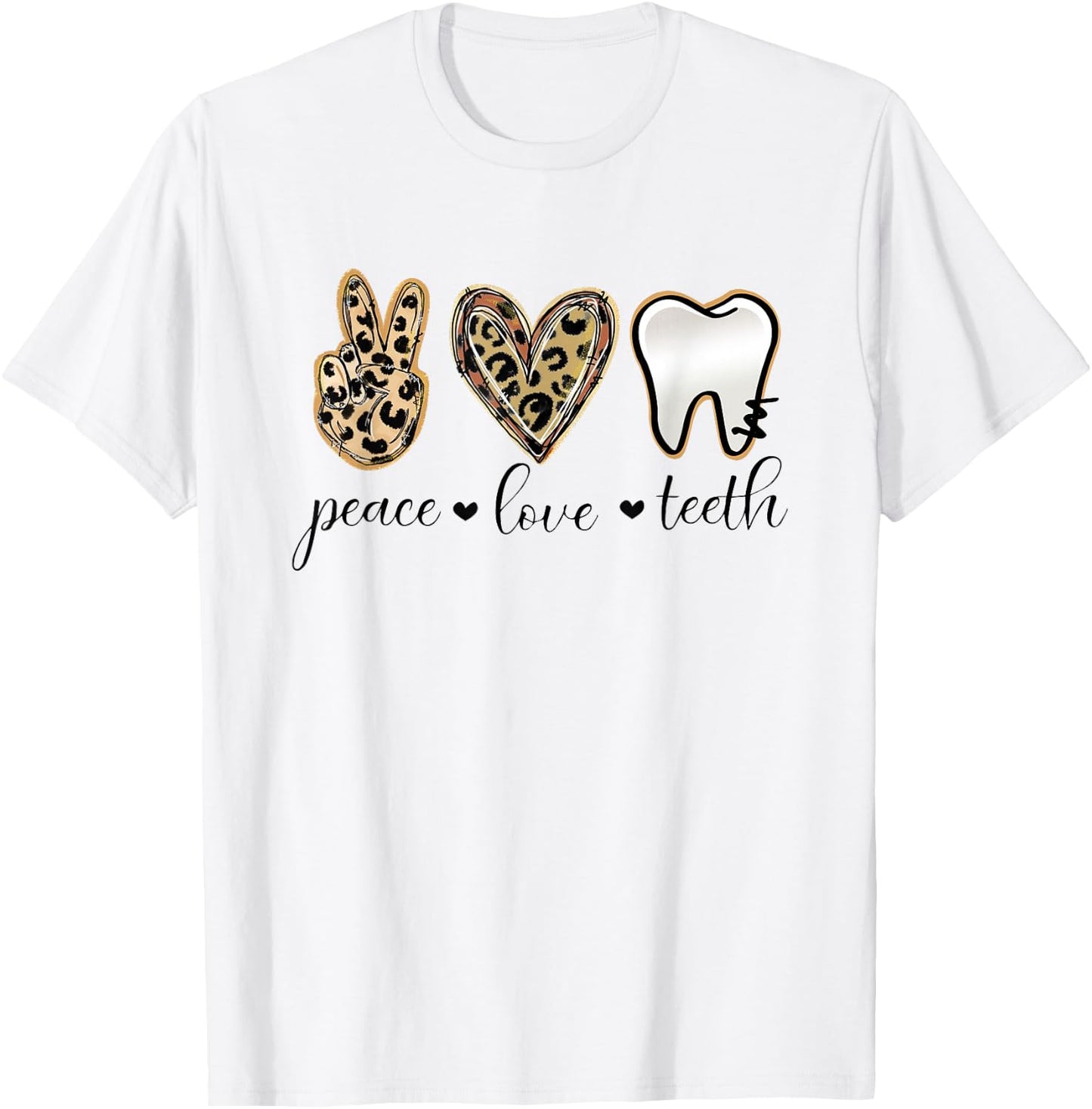 Groovy Peace Love Teeth Zahnhygienikerin oder Zahnarzthelferin T-Shirt - T-Shirt | White