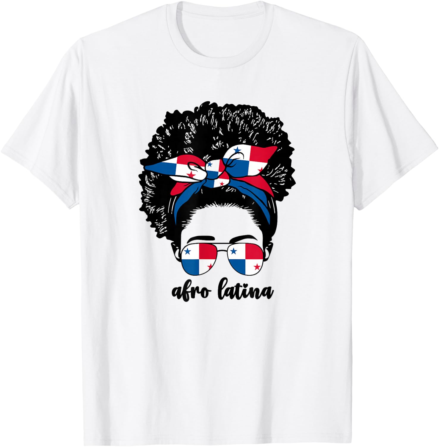 Black Afro Latina Panamanian Girl Women Panama Flag Panameña T-Shirt - T-Shirt | White