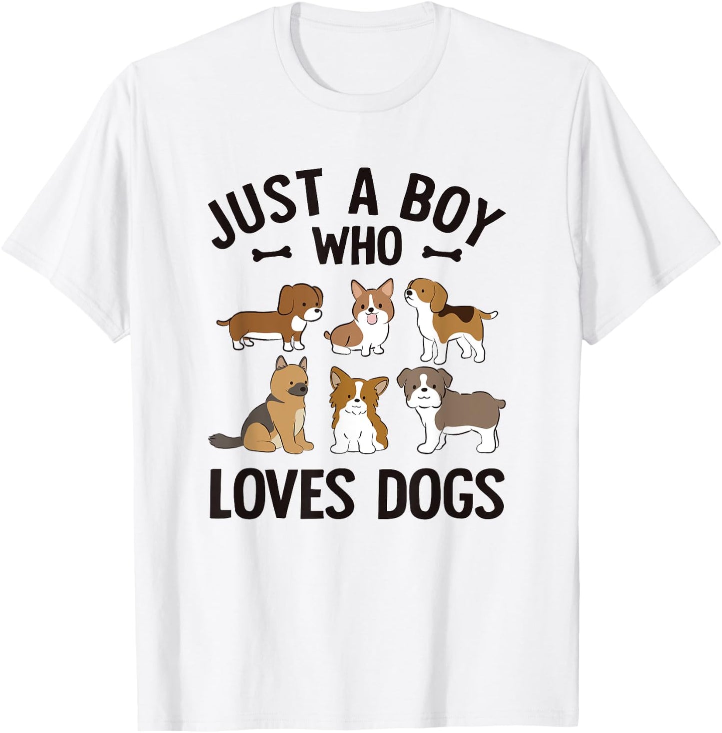Just A Boy Who Loves Dogs Boys Toddler Puppy Dog Lover T-Shirt - T-Shirt | White