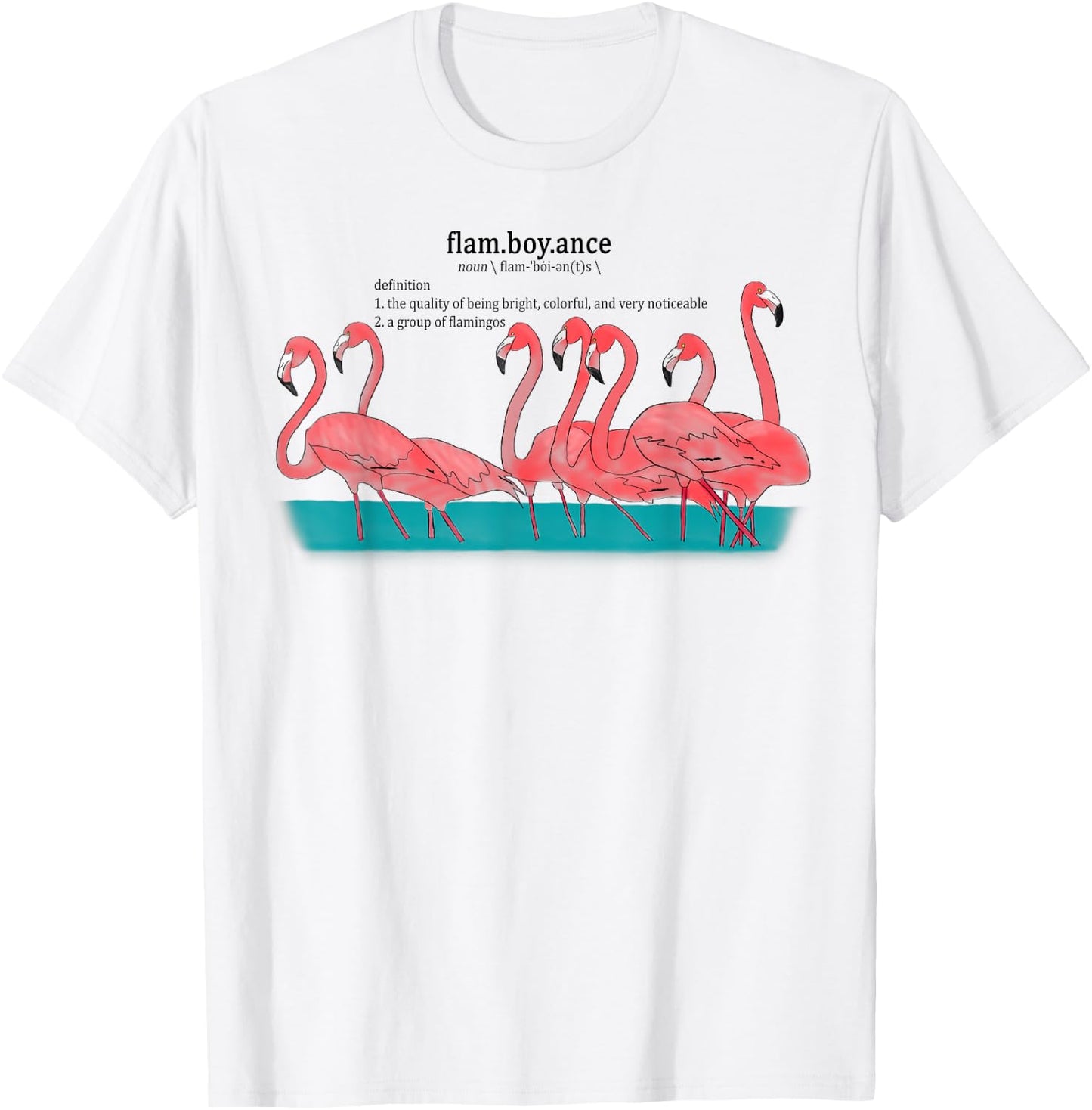 Flamboyance of Flamingos Cute Animal T-Shirt - T-Shirt | White