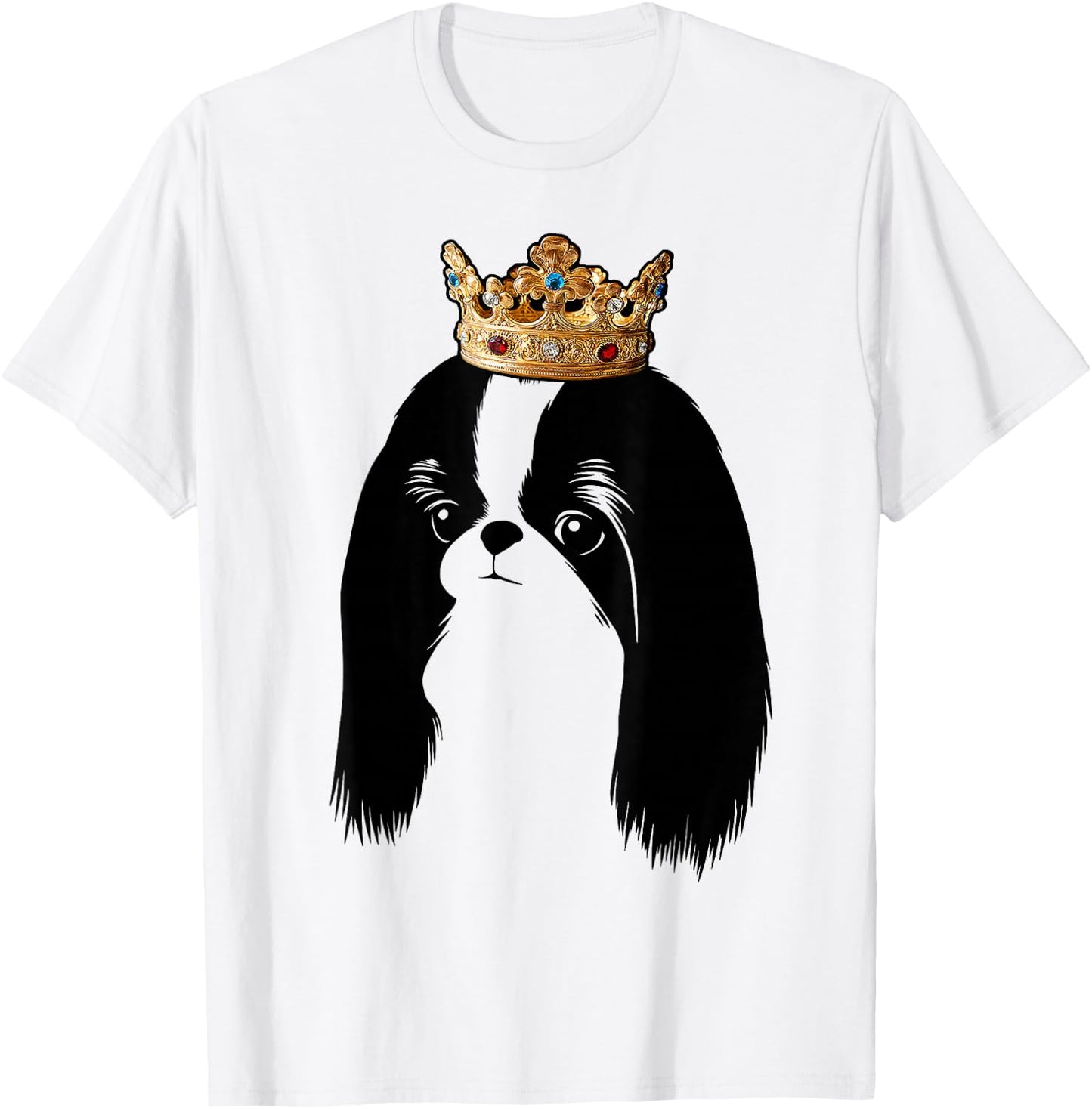 Japanese Chin Dog Wearing Crown Women Kids T-Shirt - T-Shirt | White