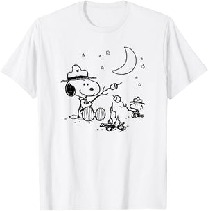 Peanuts - Snoopy Camping , gray T-Shirt - T-Shirt | White