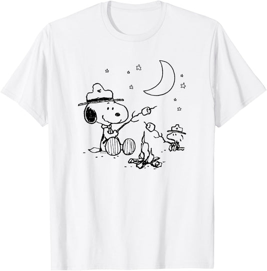 Peanuts - Snoopy Camping , gray T-Shirt - T-Shirt | White