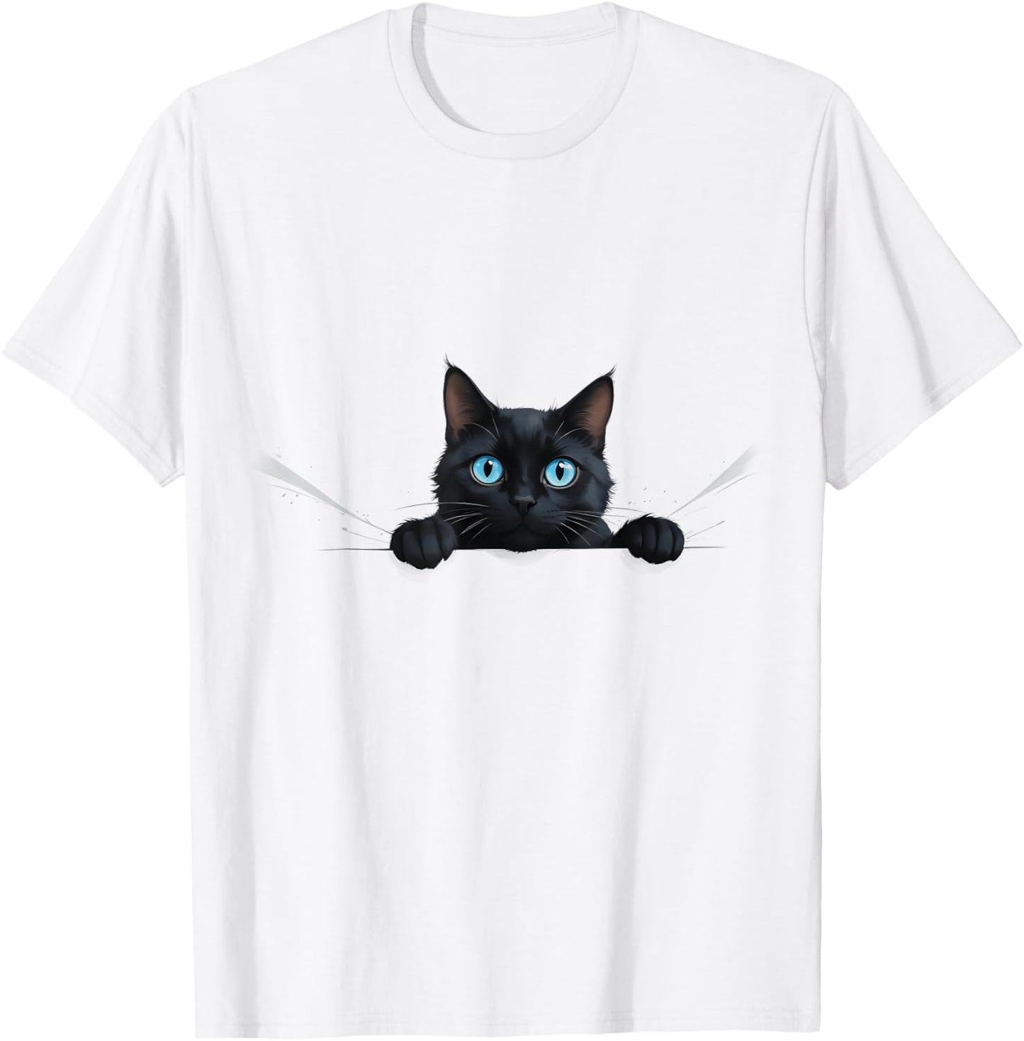 Curious Peeking Cat T-Shirt - T-Shirt | White