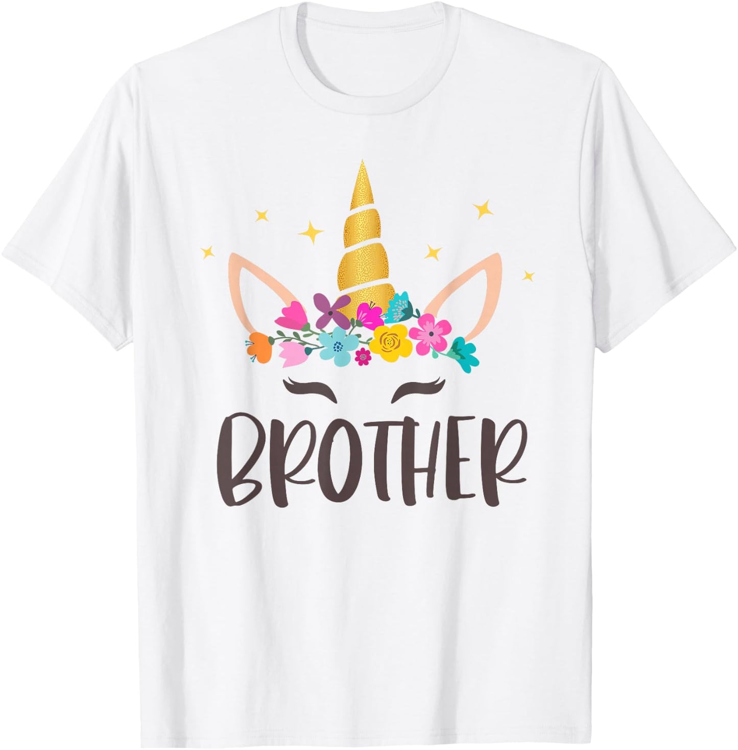 Brother Unicorn Floral Birthday Matching T-Shirt - T-Shirt | White
