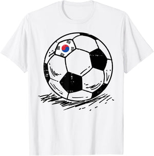 South Korea Flag Soccer Ball Football Fan Men Women Kids T-Shirt - T-Shirt | White