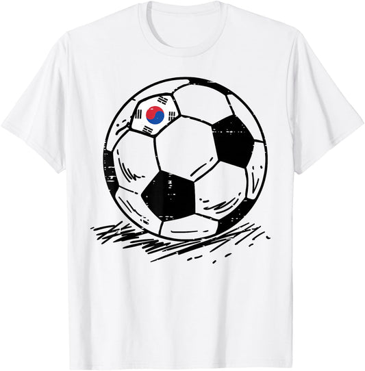 South Korea Flag Soccer Ball Football Fan Men Women Kids T-Shirt - T-Shirt | White