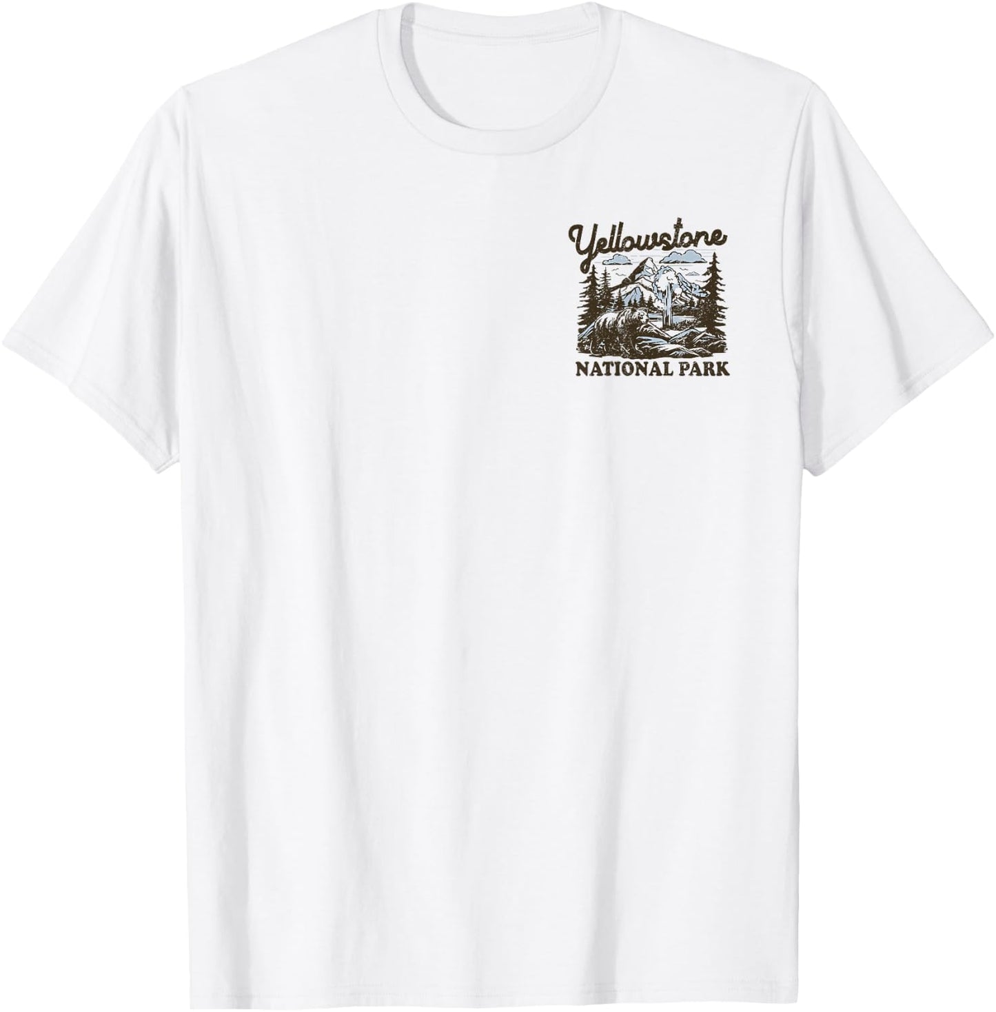 Yellowstone National Park Front and Back T-Shirt - T-Shirt | White
