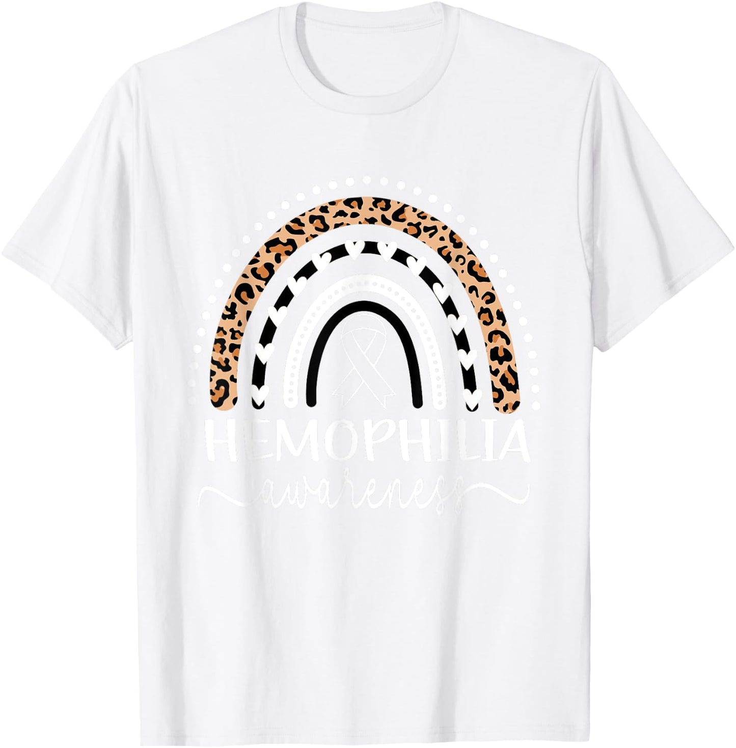 Hemophilia Awareness Wear Red Leopard Rainbow T-Shirt - T-Shirt | White