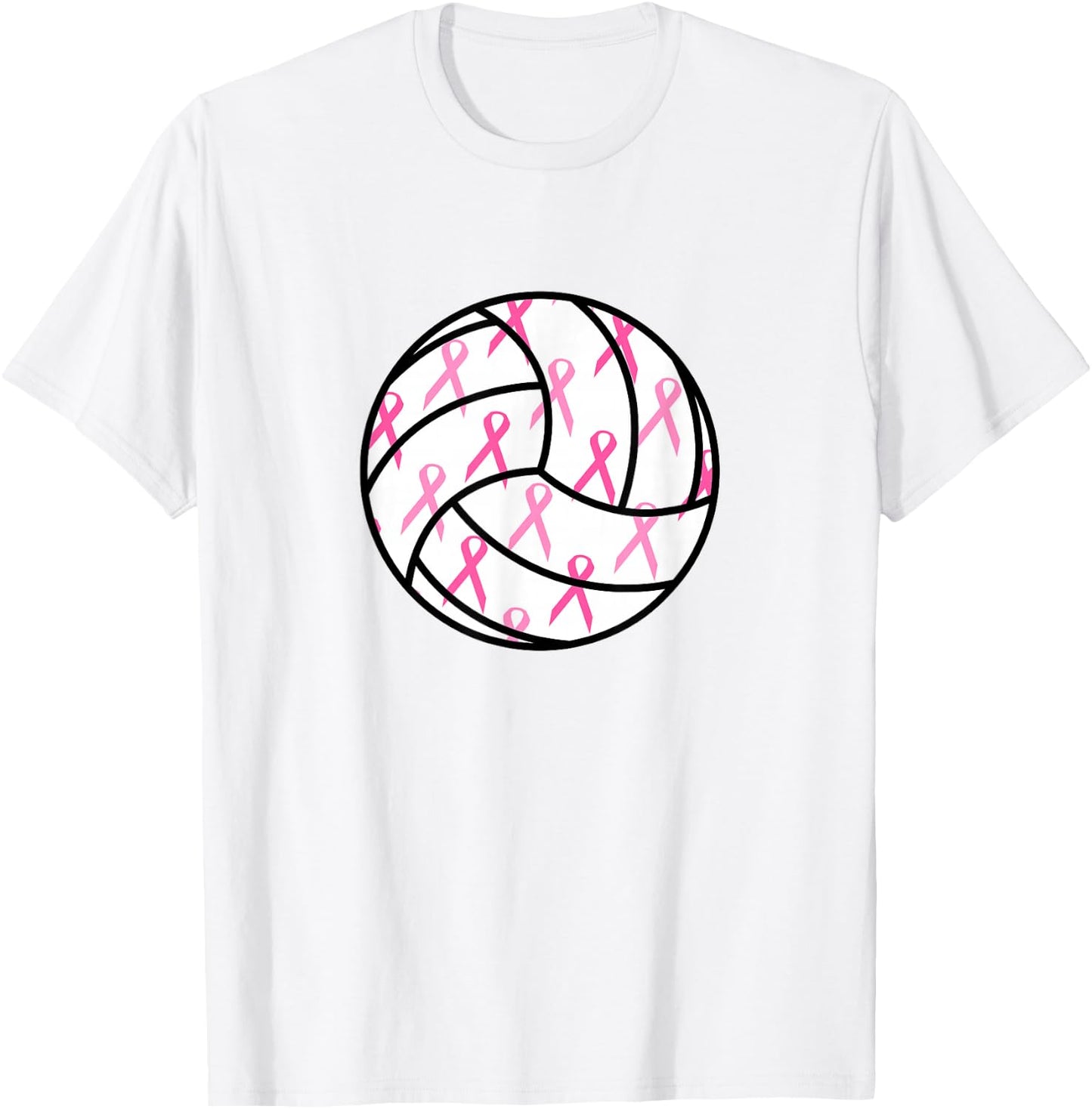 Volleyball Breast Cancer Awareness Pink Ribbon Teens Women T-Shirt - T-Shirt | White
