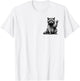 Cute Waving Raccoon Drawing Style on Chest , gray T-Shirt - T-Shirt | White