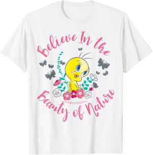 Looney Tunes Tweety Bird Believe In The Beauty Of Nature T-Shirt - T-Shirt | White