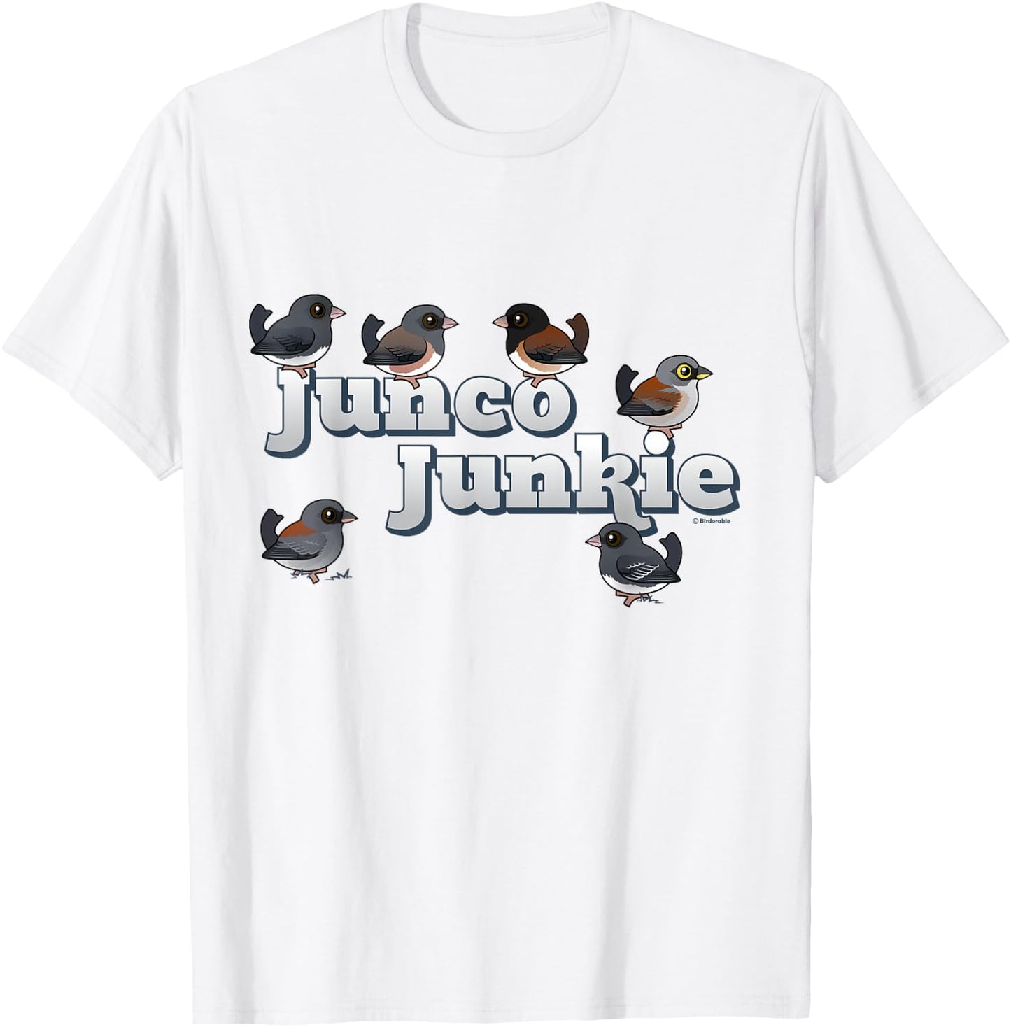 Cute Cartoon Junco Junkie Birdorable Birds Dark-eyed Juncos T-Shirt - T-Shirt | White