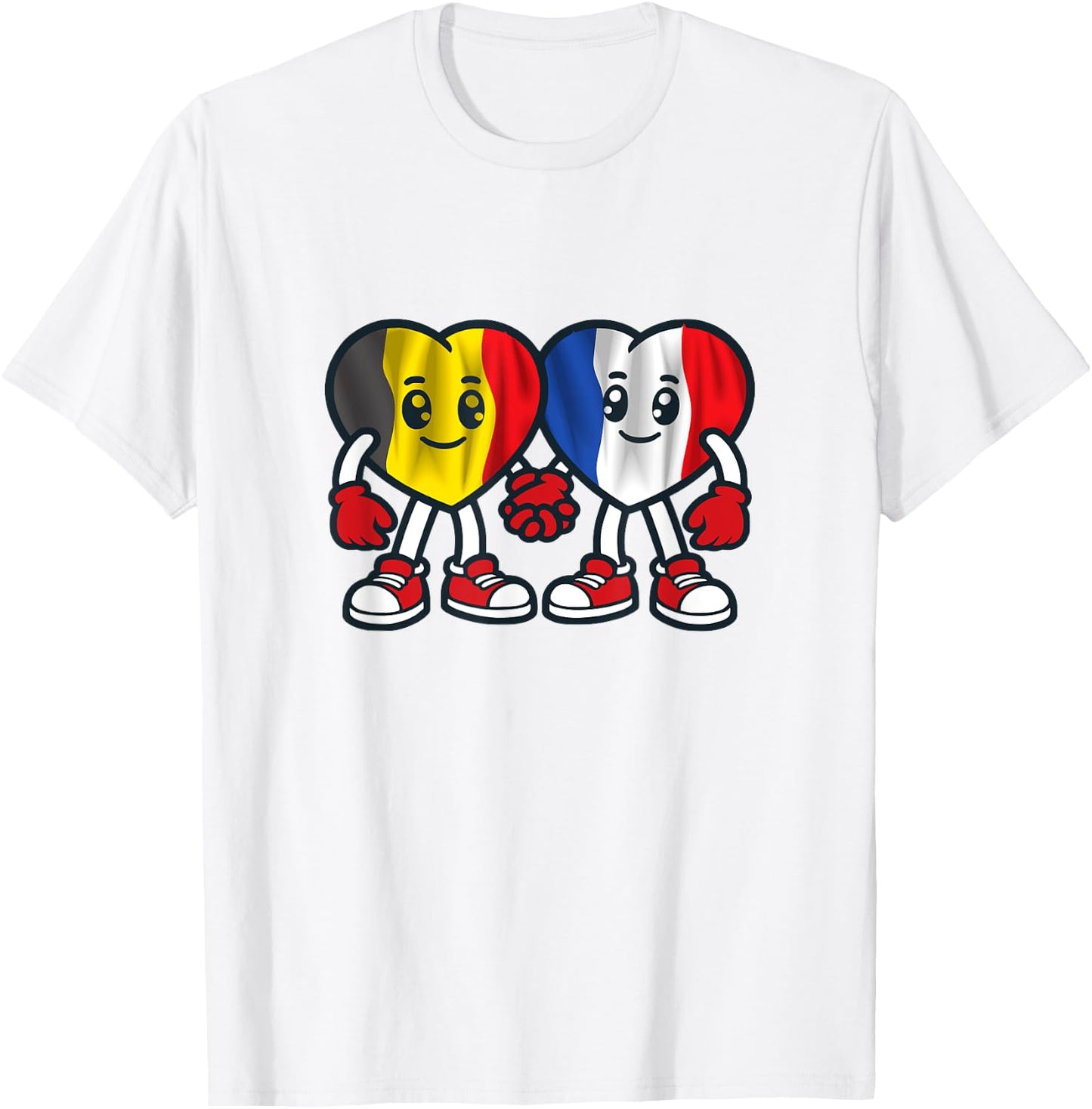 Hearts Of Friendship France And Belgium T-Shirt - T-Shirt | White