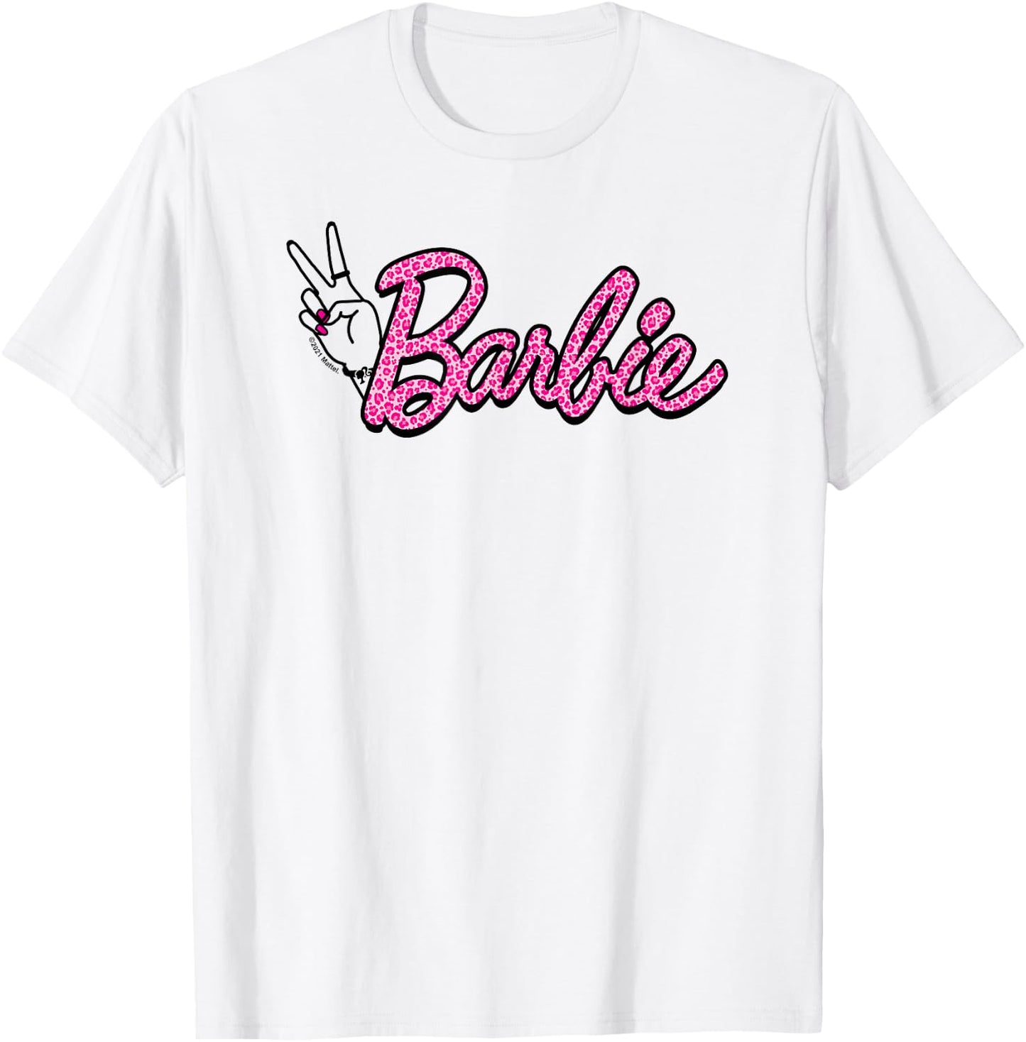 Barbie - Pink Leopard Print Logo T-Shirt - T-Shirt | White