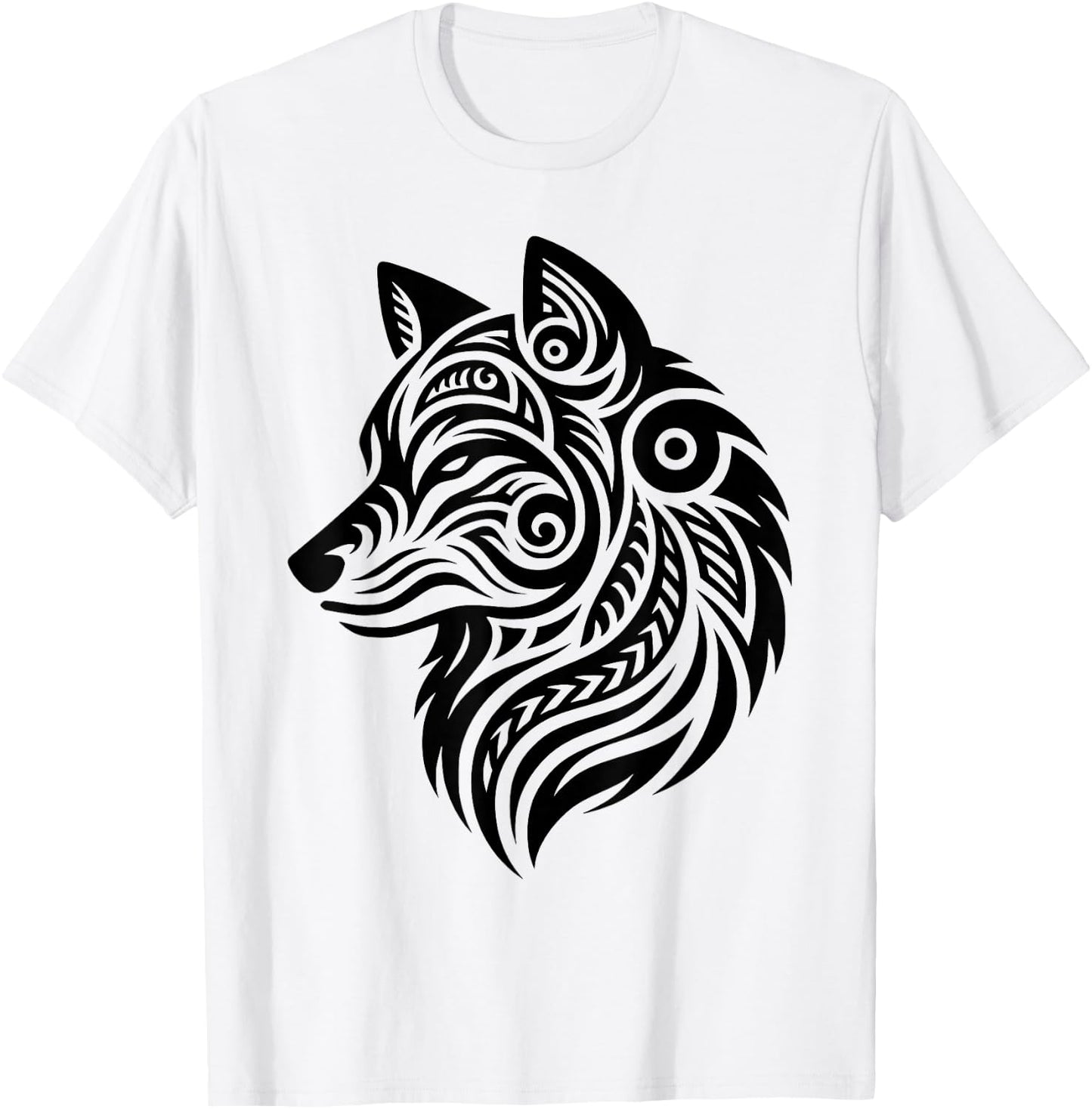 Polynesian Tribal Wolf Maori Wolf Pattern , grey, S T-Shirt - T-Shirt | White