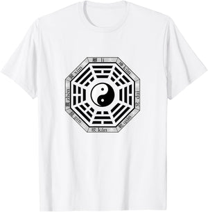 Ba Gua Mirror Feng Shui Yin and Yang Symbol / Tai Chi Lovers T-Shirt - T-Shirt | White