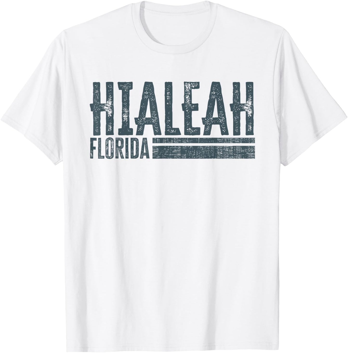 Hialeah Vintage Florida Design Retro Distressed T-Shirt - T-Shirt | White