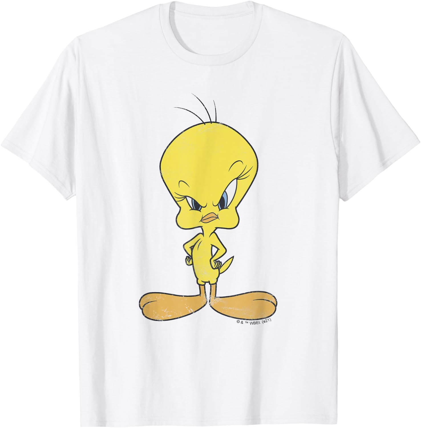 Looney Tunes Tweety Bird Distressed Glare Profile T-Shirt - T-Shirt | White