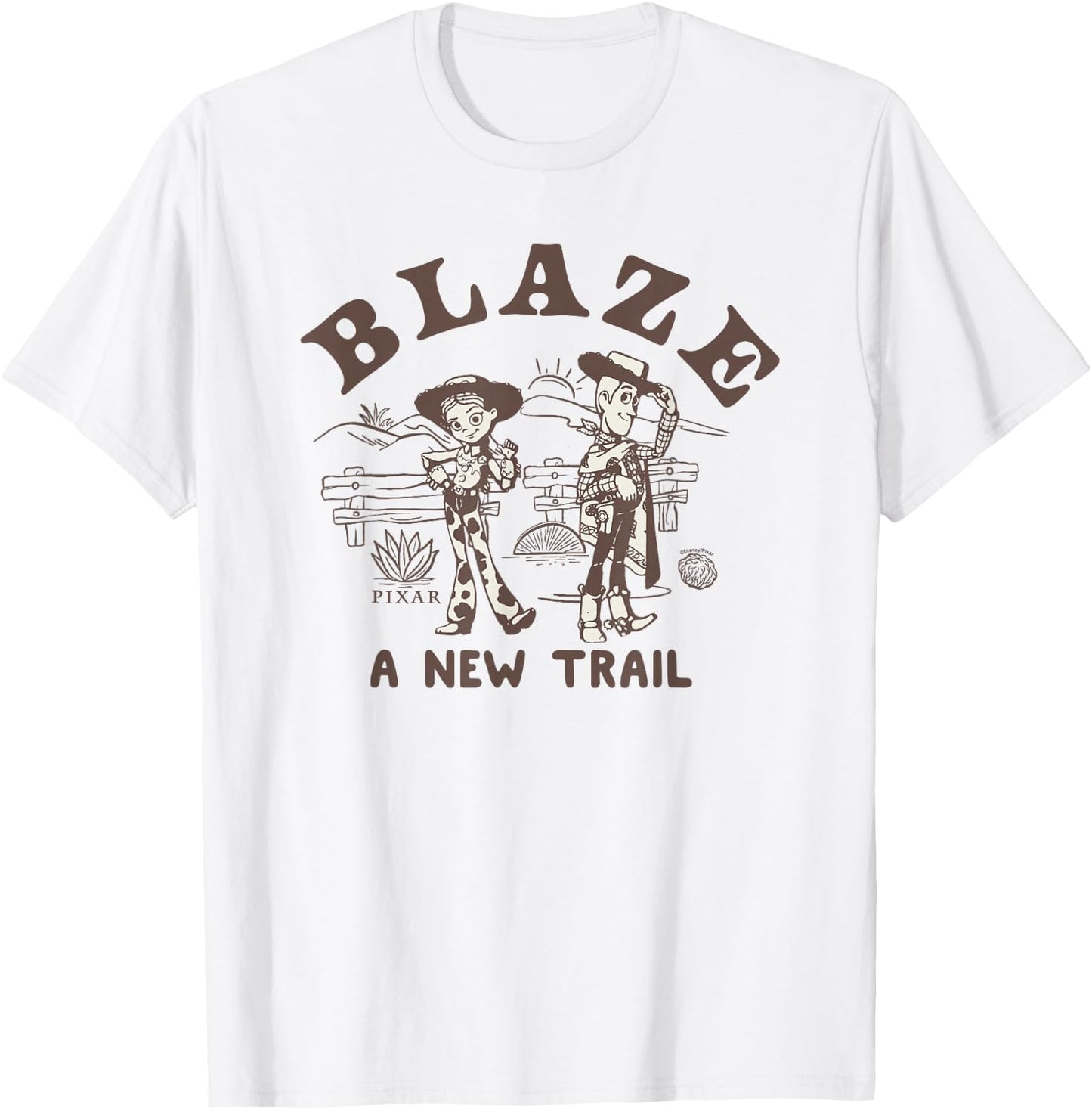 Disney Pixar Toy Story 5 Blaze New Trail Woody Jessie T-Shirt - T-Shirt | White