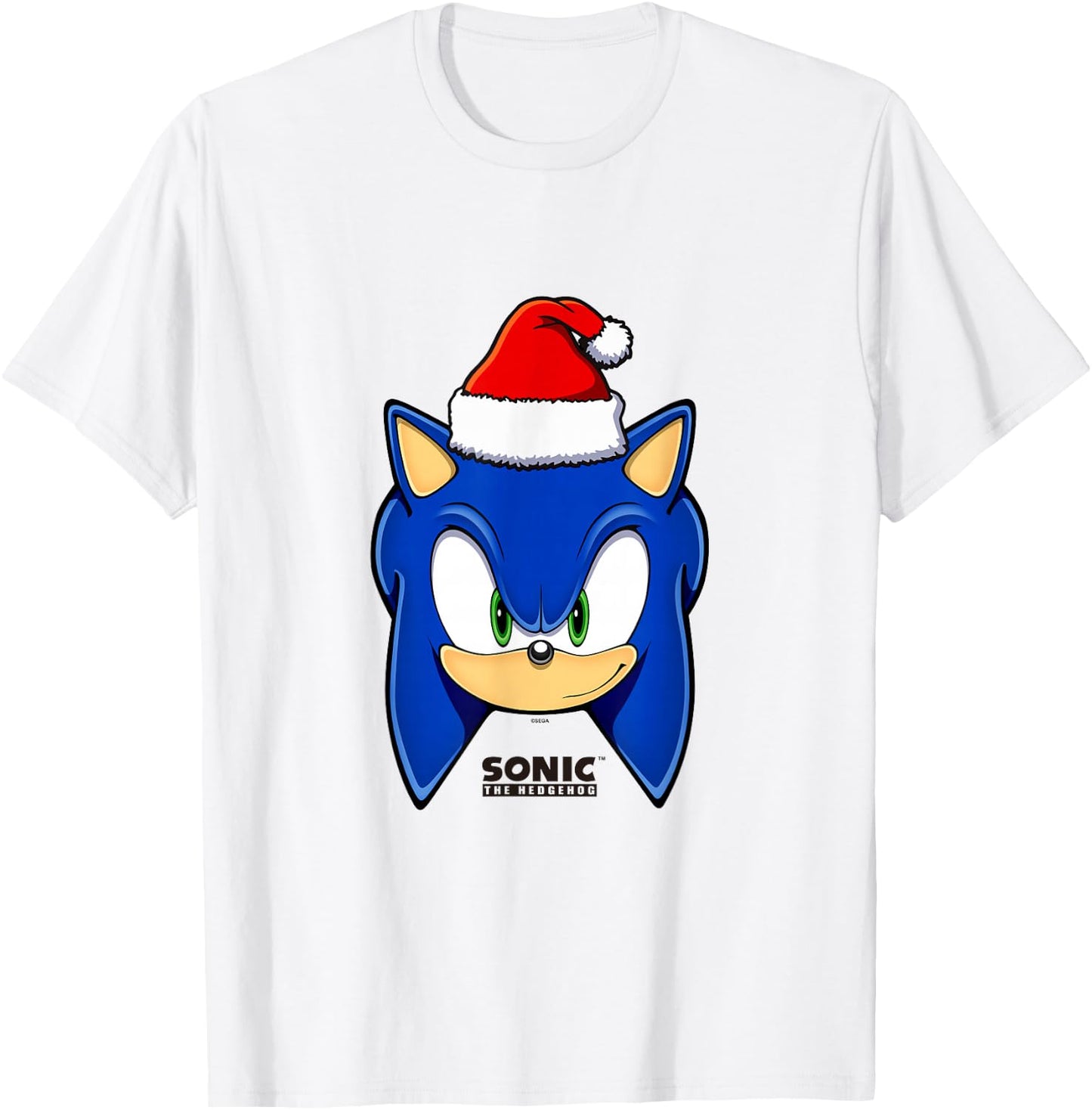 Sonic The Hedgehog Christmas Sonic With Santa Hat T-Shirt - T-Shirt | White
