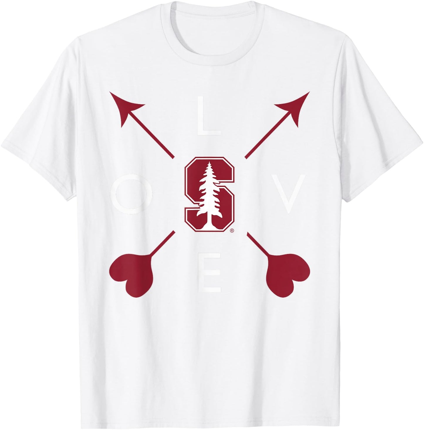 Stanford Cardinal Valentine Arrows Gray Officially Licensed T-Shirt - T-Shirt | White