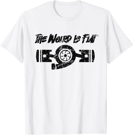 The World Is Flat - Flat Four Boxer Engine JDM Racecar T-Shirt - T-Shirt | White