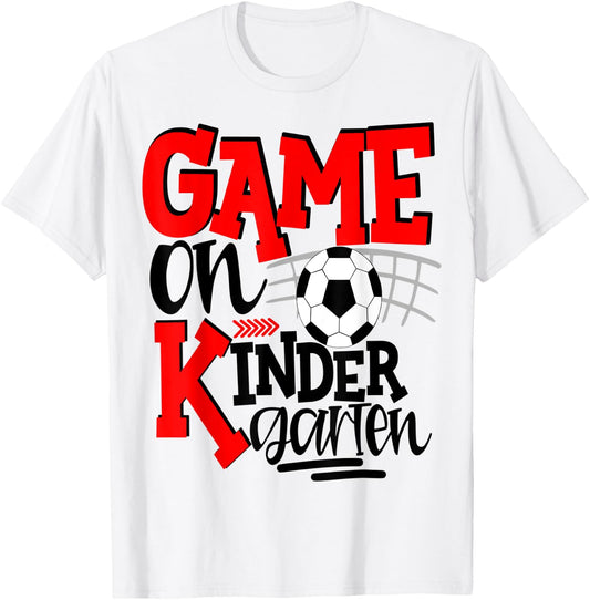 Kindergarten Soccer First Day Of School Kids Red T-Shirt - T-Shirt | White