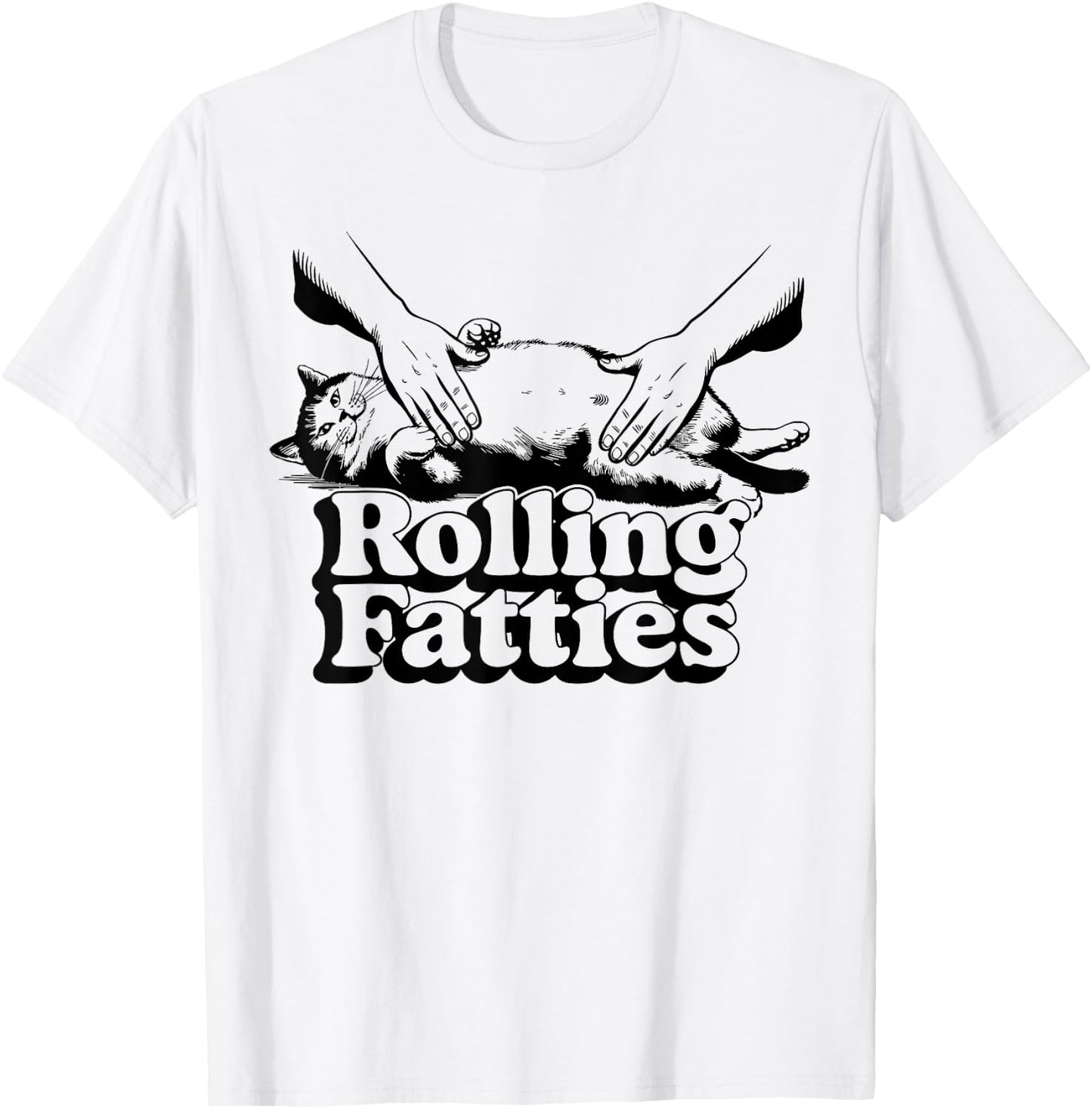 Rolling Fatties cat funny cute cat lover Kitten Owner retro T-Shirt - T-Shirt | White