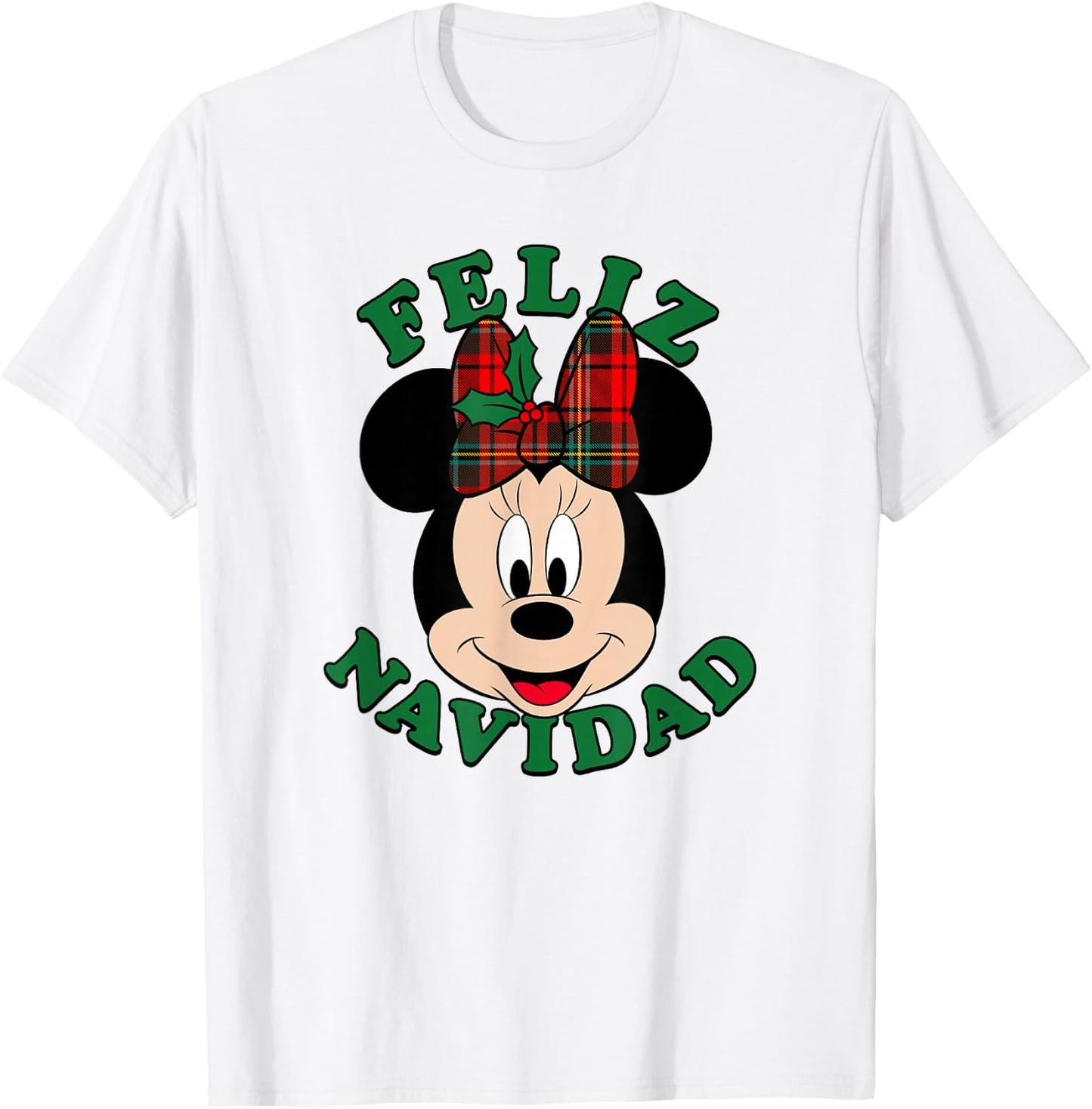 Disney Christmas Minnie Mouse Bow Feliz Navidad T-Shirt - T-Shirt | White