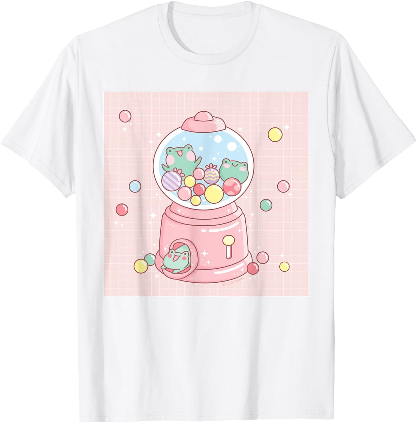 Cute Frog Gumball Machine Funny Kawaii Aesthetic T-Shirt - T-Shirt | White