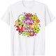 Peace Love 70s Retro Floral Happy Face Flower Groovy Women's , Blue, S T-Shirt - T-Shirt | White