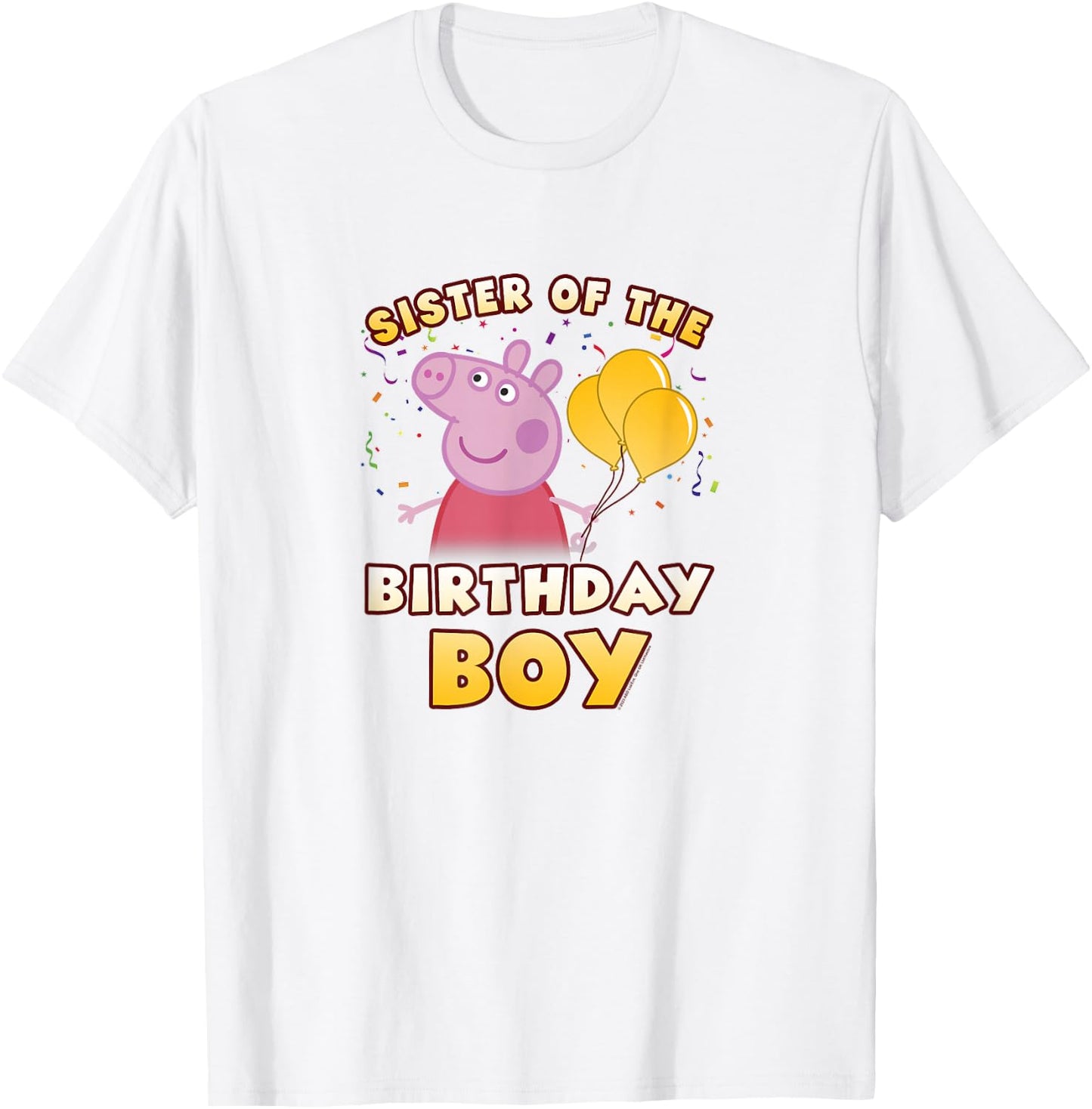 Peppa Pig Sister Of The Birthday Boy Holiday Confetti Logo T-Shirt - T-Shirt | White