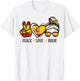 Peace Love Spain Messy Bun Spanish Soccer Fan Women Girls T-Shirt - T-Shirt | White