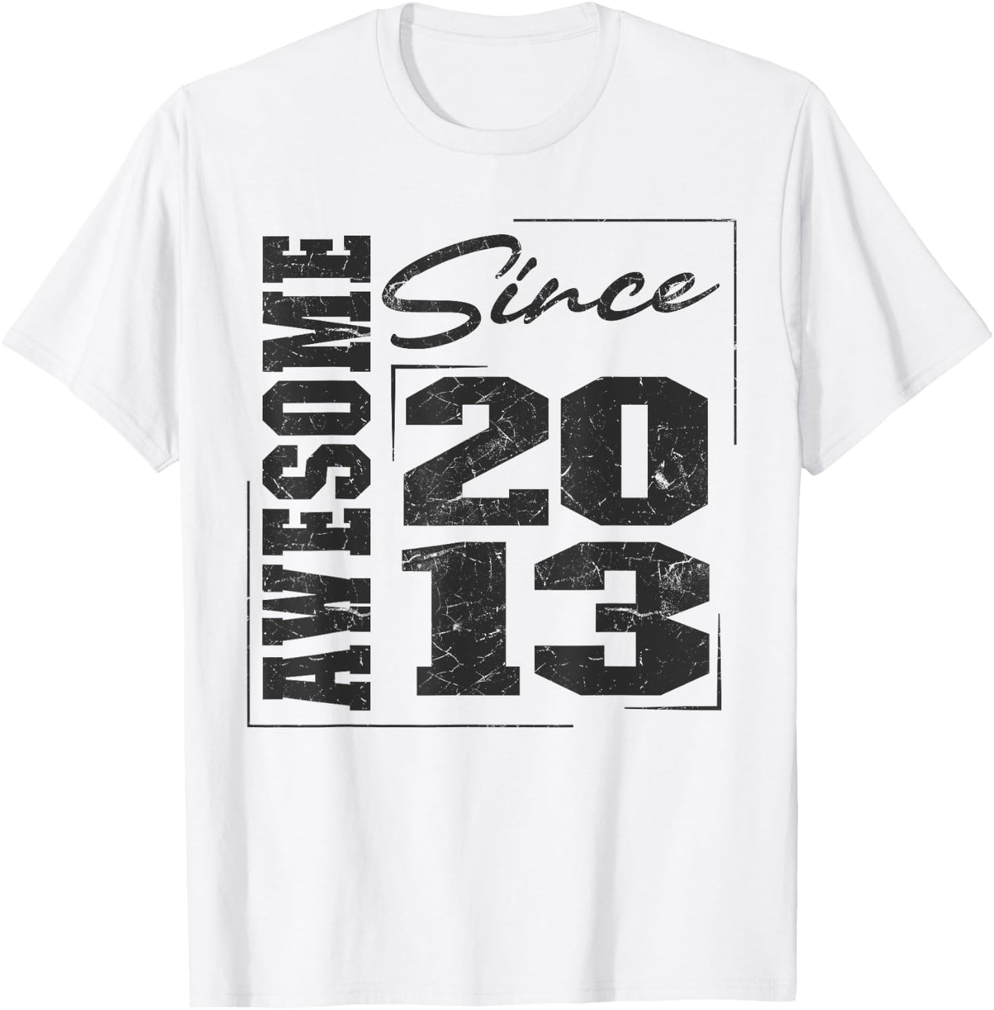 Born In 2013, Vintage Varsity Awesome Since 2013 Birthday T-Shirt - T-Shirt | White