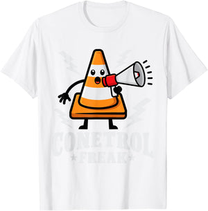 Funny Halloween Traffic Cone Conetrol Freak Highway Cones T-Shirt - T-Shirt | White