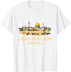 Jerusalem Souvenir Israel Skyline Jewish Israeli Women Men T-Shirt - T-Shirt | White